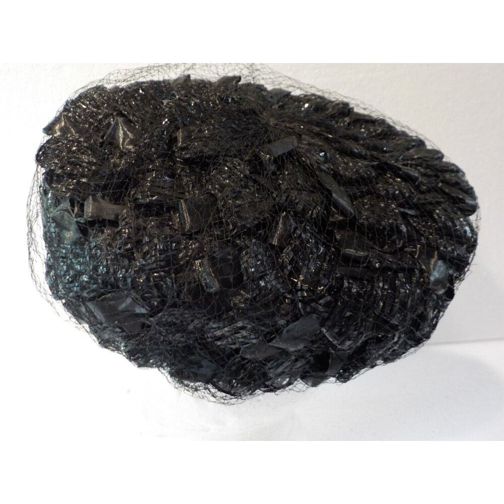 Vintage Black Pillbox Women's Formal Netted Union Hat (Medium) - Picture 3 of 5